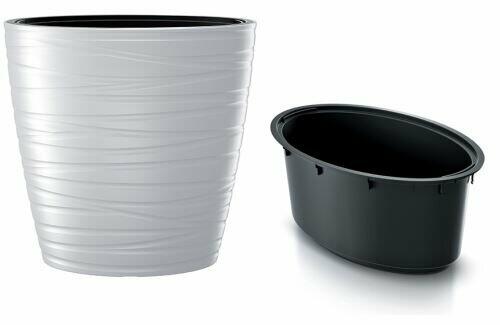 Bloempot ovaal hoog met MAZE wit 58.5 cm