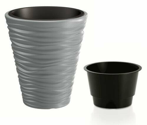 Bloempot ZAND + storting grijze steen 34,5 cm