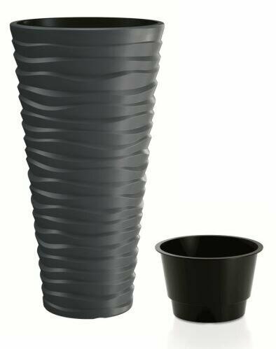 Bloempot SAND SLIM + antraciet inzet 39,0 cm