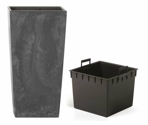 Bloempot URBI SQUARE EFFECT + antraciet inzet 22 cm