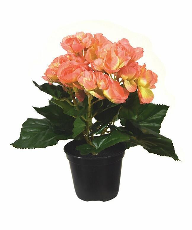 Kunstplant Begonia oranje 20 cm
