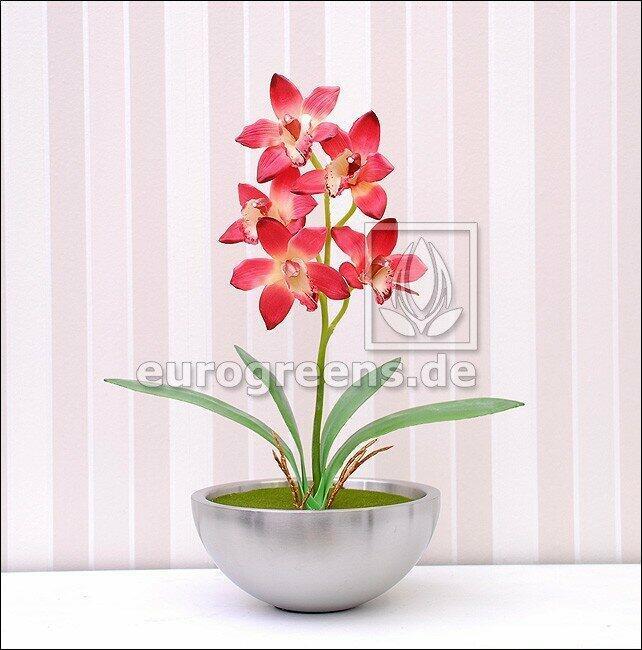 Kunstplant Orchidea Cymbidium bordeaux rood 50 cm